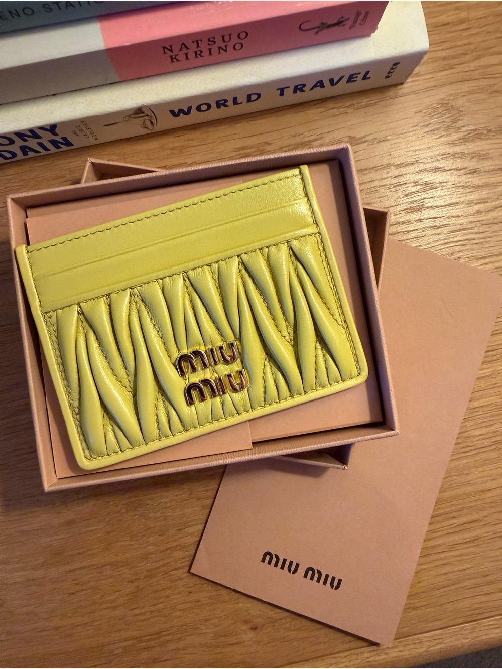 Miu Miu Matelassé nappa leather card holder - Citron Yellow